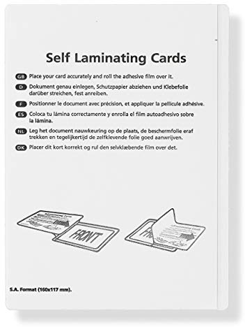 Kaltlaminiertaschen selbstklebend, Laminierfolien aus PET zum Versiegeln und Schützen von Fotos, Speisekarten etc. ohne Laminiergerät, 20er-Set, je 117 mm x 160 mm für A6, transparent