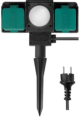 Outdoor Steckdose 2-Fach mit Tag/Nacht-Sensor, Kabellänge: 2 m