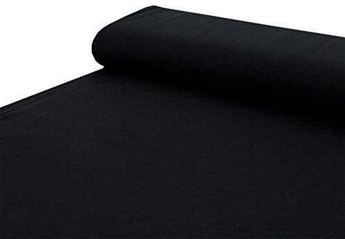 Baumwoll - Stoff French Terry Sommersweat einfarbig schwarz - Meterware ab 25 cm x 150 cm - Stoff zum Nähen