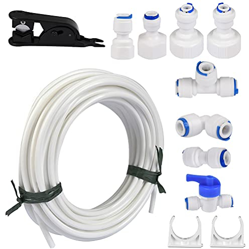 NA 25pcs Wasserzulaufleitung Universal Anschluss-Set für Kühlschrank Side by Side. Kühlschrankschlauch, Kühlschrankanschlusskit Schlauchverbinder Wasserschlauch 6,35mm(1/4)