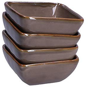 Rose & Tulipani - Ciotolina Quadrata Grigio Tortora, Set da 6 pz - Arredo Casa, Cucina - Linea Concerto di Colori - Set Piatti - Stoneware - 8x8xh3,5 cm