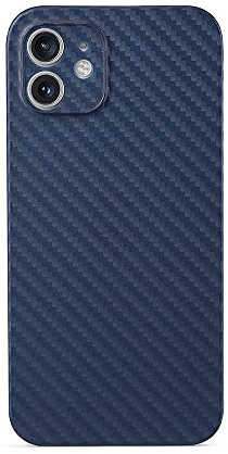 aiino Skin Case für iPhone 12, iPhone 12 Cover mit Kohlefaser-Effekt, stoßfest und kratzfest, ultradünn, leicht und flexibel, kompatibel mit MagSafe, italienische Qualität - blau