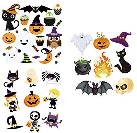 EXCEART Hot Stickers 3 Sheets Halloween Iron on Transfers for Kids Clothes Decoration with Cute Pumpkin and Ghost Patterns