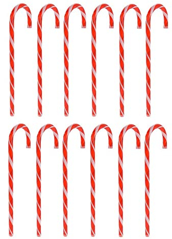Spetebo XXL Deko Zuckerstangen - 62 cm / 12er Set/rot weiß - Weihnachtsdeko Winterdeko zum Aufstellen