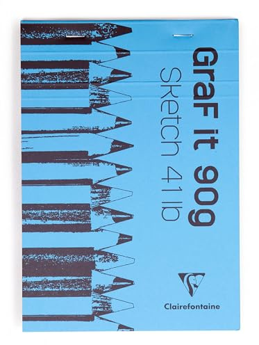 Clairefontaine 96730C - Packung mit 5 Skizzenblöcken GRAF IT, DIN A6 10,5x14,8cm, kopfseitig geheftet, 80 Blatt 90g, Blanko, Blau, 1 Pack