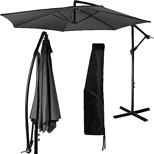 STILISTA Ampelschirm 350 cm mit Kurbelvorrichtung, inklusive Abdeckung, anthrazit