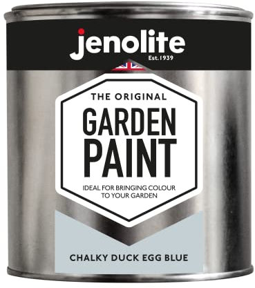 JENOLITE Garden Paint Chalky Duck Egg Blue - Ideal for Garden Furniture & Ornaments - use on wood, metal, plastic, stone, ceramic - 1 Litre (BS 16C33)