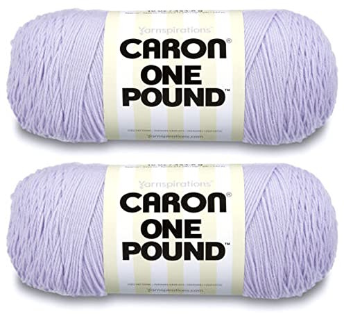 Caron One Pound Lilac Yarn - 2 Pack of 454g/16oz - Acrylic - 4 Medium (Worsted) - 812 Yards - Knitting/Crochet