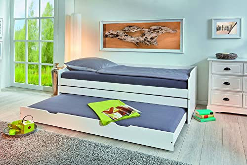 Dmora In 3 Betten umwandelbares Einzelbett in weiß gebeizter Kiefer
