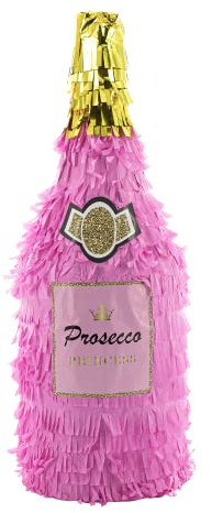 Party Factory Prosecco Pinata, pink/gold, 45x16cm, Partyspiel, Schlag-Pinata, Junggesellenabschied, Dekoration zum Geburtstag
