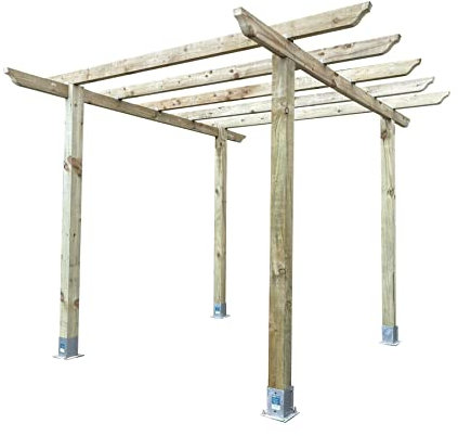PGS Heavy Duty Wooden Pergola Kit Garden/Patio/BBQ/Hot Tub (Height: 2.4mtre | Width/Length 2.4m Champion Design Rafters | Galvanised Bolt Down Feet)