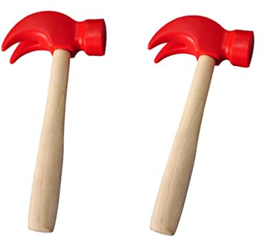 STOBOK Kids Wooden Hammers Toy 2pcs Red Mallets Gavel Maintenance Tools Pretend Play Educational Toys for Baby Children Mallet Pounding Beating Simulation Hammers