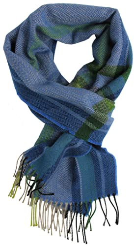 Rotfuchs Webschal Herrenschal Winterschal warm angenehm weich Wolle Fischgrat Karo blau Made in Germany (blau)