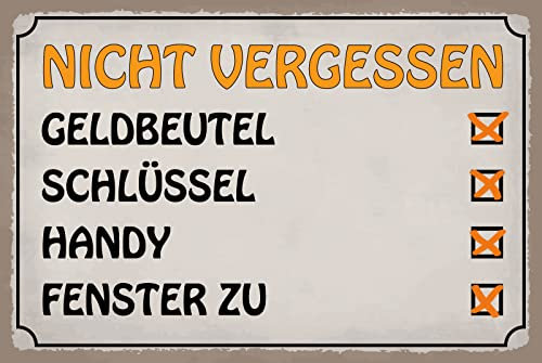 DekoNo7 Tin Sign 30 x 40 cm with Wallet Key for Mobile Phone Window