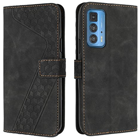 OKZone Coque pour Motorola Moto Edge 20 Pro/Edge S Pro, Etui Protection Housse Premium en Cuir PU Portefeuille Étui Téléphone [Fermoir Magnétique] [Fentes pour Cartes] Flip Case（Noir