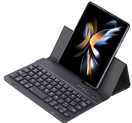 FTRONGRT Folding Case with Keyboard for Samsung Galaxy Z Fold 4 5G, with S Pen Slot, Portable Bluetooth Connectivity Keyboard, Leather Keyboard Case for Samsung Galaxy Z Fold 4 5G-Black