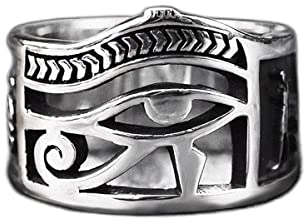 BOSUGE Silberfarbenes ägyptisches Auge des Horus Ankh Kreuz symbolische Ringe Ägypten Amulett Schmuck Geschenk, das Design hat glatte Kanten und dreidimensionales hohles Design