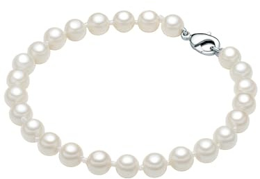 Rafaela Donata Damen Perlenarmband mit Muschelkernperle 6 mm weiß 925/- Sterling Silber rhodiniert
