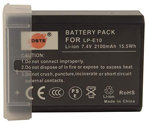 DSTE Ersatz Batterie Akku kompatibel mit Canon LP-E10 EOS 1100D 1200D 1300D Kiss X50 X70 Rebel T3 T5 Kamera