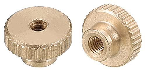 sourcing map Knurled Thumb Nuts, 2pcs M3 x D11mm x H6.5mm Brass Knurled Nut with Collar High Head Through Hole Adjusting Nuts for 3D Printer Parts