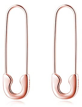 SLUYNZ 925 Sterlingsilber Sicherheitsnadel Creolen Ohrring für Frauen Mädchen Minimalistische 1,4 Creolen Ohrring baumeln (C- Roségold)