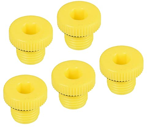 PATIKIL Halten Stopfen M10x1 5 Pack PP Plastik Stecker Gewinde Sechskant Steckdose Dichtung Schraube Endkappe Gelb