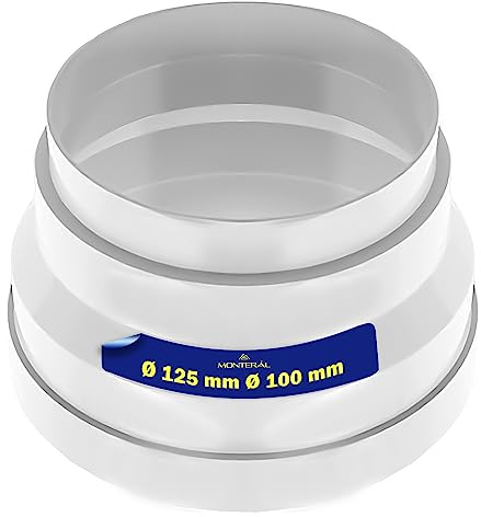 Reductor PVC para Tubo Ventilacion de Campana Extractora Ø 125 mm Ø 100 mm para Conectar Conductos Garantía de 10 Años - MONTERAL