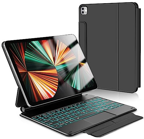 LAMA Magnetic Keyboard Case for 10.9 inch iPad Air 5th 2022/Air 4th 2020 and iPad Pro 11 inch (4th/3rd/2nd/1st Gen) With 7 Color Backlit Laptop Style Keys& Multi-Touch Trackpad, Auto Sleep/Wake, BK