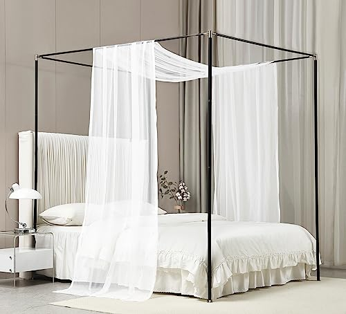 Akiky Betthimmel, Betthimmel, Vorhänge, durchsichtiger Vorhang, Bettschal, 1 Vorhang für Queen-Size-Bett, Weiß