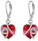 AOBOCO Herz Ohrringe Damen, 925 Sterling Silber Creolen baumeln mit Blau Kristallen, Geburtstag Geschenke für Frau Mutter… (Rot Leverback)