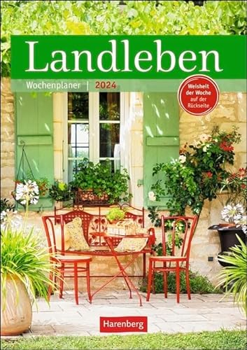 Landleben - Wochenplaner 2024 - Harenberg-Verlag - Wochenkalendarium - 53 Blatt mit wundervollen Aufnahmen und Zitaten - Wandkalender mit Platz zum Eintragen - 25 cm x 35,5 cm