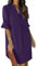 JOCAFIYE Damen Sommer Rüschen Kurzarm V-Ausschnitt Strand Party Kleid Musik Festival Kleid Einfarbig Minikleid Lila XL