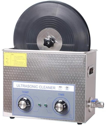 Pulitore Ad Ultrasuoni, Disco Professionale per La Pulizia di Dischi in Vinile da 6 Litri, Lavatrice per Dischi, Temporizzato per 0-30 Minuti, Regolabile da 0 a 80 ℃, con Staffa di Asciugatura