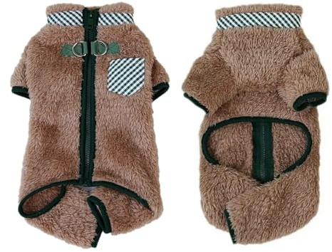 UOSIA Warm Dog Snow Coat - Full Body Winter Pajamas Puppy Soft Thermal Bodysuit With Legs And Harness For Small Medium Dogs