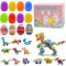 OBEST Spielzeug Ostereier,12 Stück Dinosaurier Puzzle Block Fragmente,Kann Mit Osterei Jagd Gefüllt Werden, Osterparty Geschenk,Jedes Osterei hat eine Andere Überraschung