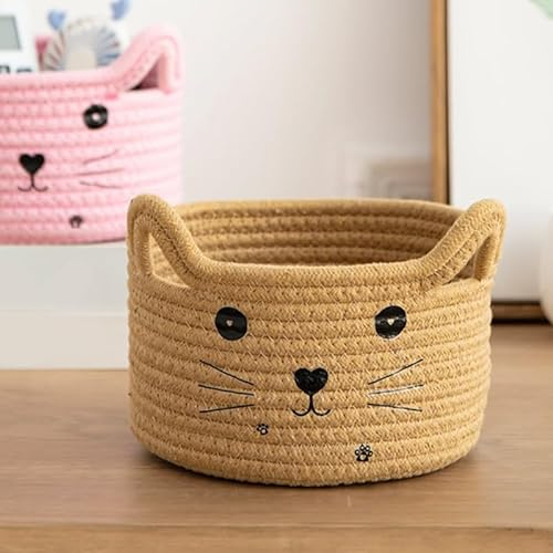 Aufbewahrungskorb aus Baumwollgewebe, Katzen-Aufbewahrungsbox aus Baumwolle, Waschekorb Geflochten Kinder Katze, Zur Aufbewahrung Geeignet Spielzeugkorb für Handtücher, Decken, Spielzeug, Kleidung