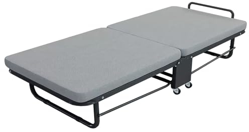 ErdBar Klappbett Tragbares Klappbett mit Schwammmatratze, Rutschfester Matte und Stahlrahmen, für EIN kleines Apartment, Gästezimmer, Schlafsaal, Wohnzimmer(11 * 72.5 * 37.4in)