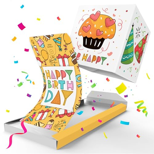Notta&Belle FEEL LOVE EVERY MINUTE «BOOM!» Explosion Geburtstagskarte Happy Birthday (Gelbe), Surprise Explodierende Karte mit Konfetti für Frau Mann Kollegen, Kinder