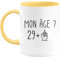 quotedazur - Mug 30 ans - Mon âge ? Doigt Honneur - Tasse Cadeau Anniversaire 30 ans - Jaune/Céramique