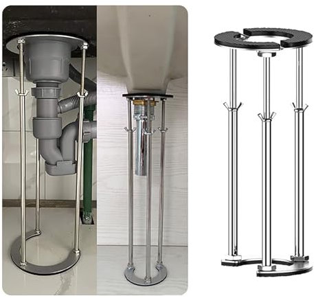 PQXQZ Support de Lavabo Encastré, Support D'évier Sous Plan, Support de Poteau Réglable, Matériel de Montage D'évier en Acier Inoxydable (Size : 6cm/2.4in - 13~17cm/5.1~6.7in)
