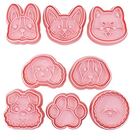 YIGZYCN Lot de 8 emporte-pièces en plastique pressables avec motif tête de chien mignon