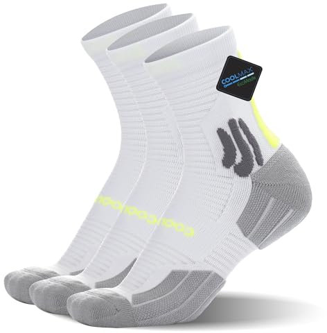 BRISIRA 3 Paires Coolmax Bambou Chaussettes de Sport Homme & Femme, Chaussettes de Contention Compression, Running Randonnée Trail, Respirantes Anti Ampoule Anti Transpiration, Tailles 35-51