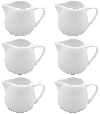 6x Elegantes Keramik-Milchschaumkännchen mit Griff - 130ml Milchkanne Fassungsvermögen, Tropffreier Ausguss, Perfekt für Kaffeekreationen Keramik Milchgießer