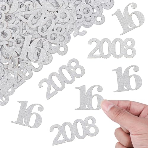 ALEGRE Glitzer Konfetti 16 Geburtstag Mädchen Junge Deko Groß 3-5cm, 100 Stück Tischdeko 16. Geburtstag Junge, Streudeko Geburtstag 16 Jahre Silber, Deko 16 Geburtstag Tisch, Sweet 16 Geburtstagsdeko