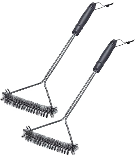Westmark 2X Grillbürste Langer Griff 46 cm – Ideal zur Reinigung Ihres Grills, ob Guss- oder Edelstahlrost, mit praktischer Lederschlaufe – Edelstahl, PP Farbe: Silber/Schwarz, 159622E3