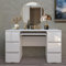 LSBIKE White Desk with 6 Drawers High Gloss Computer Desk Table Dressing Table with Drawers Home Office Writing Study Standing Desk with Storage Drawer 120x50x70cm
