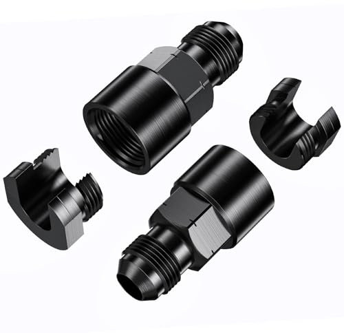 2 Stück 6AN Stecker auf 3/8 Zoll EFI Kraftstoffleitung mit Schnelltrennbuchse aus Aluminium, schwarz eloxierte Aluminium-Hartverbinder, Automobilzubehör, geeignet für Modifikation