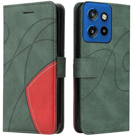 XINNI Cover Protettiva per Motorola Edge 50 Neo Case, retrò Cellulare Custodia Libro Antiurto in Flip Pelle PU/TPU, Portafoglio Flip Magnetica, Verde