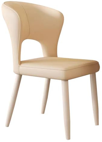 MARIYCH Esszimmerstühle, Esszimmerstuhl mit gebogener Rückenlehne, armlose Küchenstühle aus Kunstleder mit weißen Metallbeinen