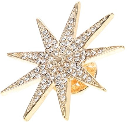 LIFKOME Brosche mit sechszackigem Sternabzeichen Anstecknadel aus Metall Anstecknadel für Rucksäcke Brosche mit Stern für Kleidung Schal Anzug Reversnadel Legierung Golden
